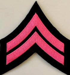 CORPORAL (CPL) CHEVRON PINK on BLACK - SOLD in PAIRS.
